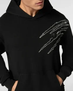 Bluza z kapturem ze srebrną aplikacją