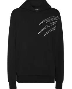 Bluza z kapturem ze srebrną aplikacją