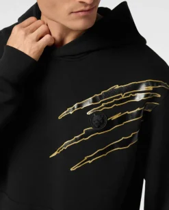 Bluza z kapturem ze złotą aplikacją