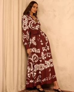 Boho sukienka z printem Santorini