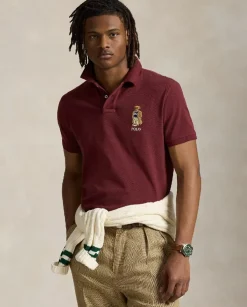 Bordowa koszulka polo Custom Slim Fit