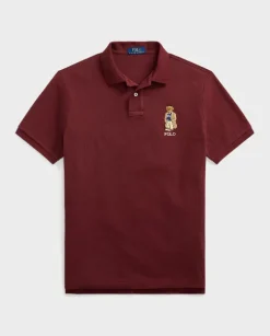 Bordowa koszulka polo Custom Slim Fit