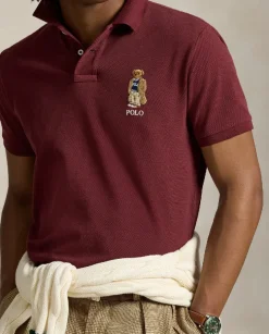 Bordowa koszulka polo Custom Slim Fit