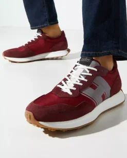 Bordowe zamszowe sneakersy