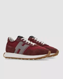 Bordowe zamszowe sneakersy