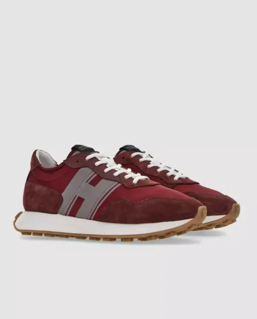 Bordowe zamszowe sneakersy