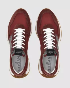 Bordowe zamszowe sneakersy