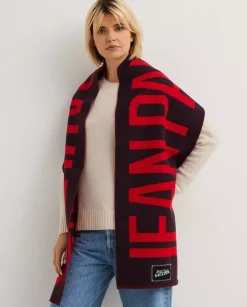 Bordowy szalik oversize z logo