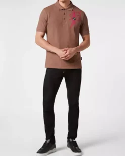 Brązowa koszulka polo Skull&Bines