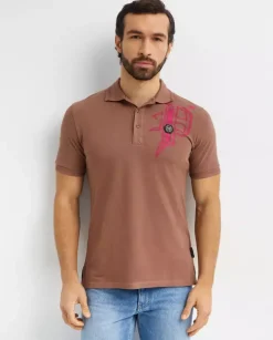 Brązowa koszulka polo Skull&Bines
