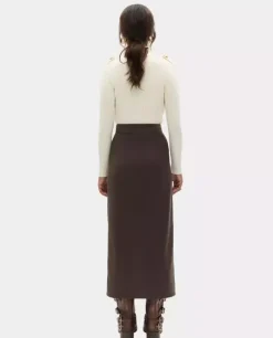 Brązowa midi spódnica midi