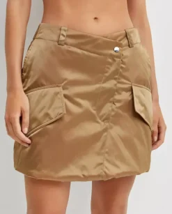 Brązowa spódnica cargo mini