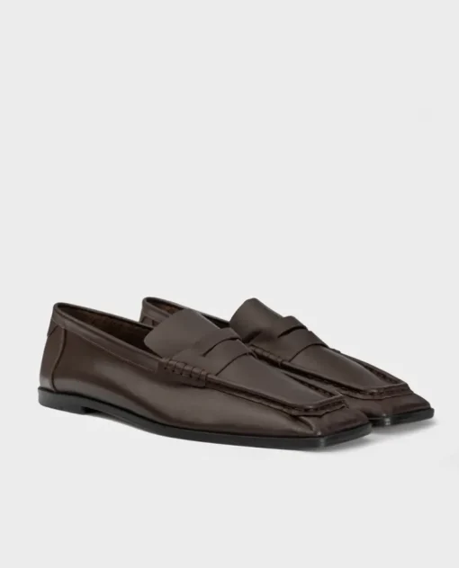 Brązowe skórzane loafersy Rock