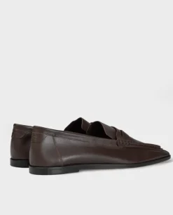 Brązowe skórzane loafersy Rock