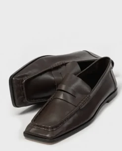 Brązowe skórzane loafersy Rock