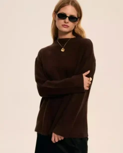 Brązowy sweter z kaszmiaru Nadin Choklad