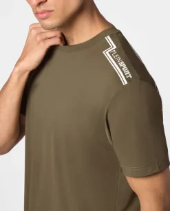 Brązowy t-shirt z ozdobnym wzorem
