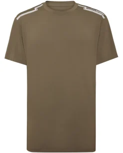 Brązowy t-shirt z ozdobnym wzorem