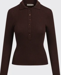Brązowy wełniany sweter polo Grace