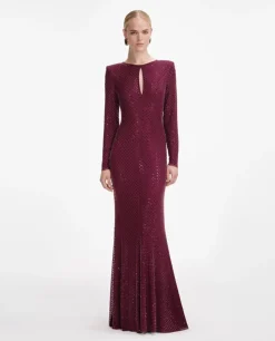 Burgundowa sukienka maxi