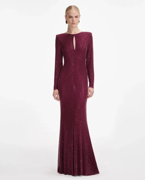 Burgundowa sukienka maxi