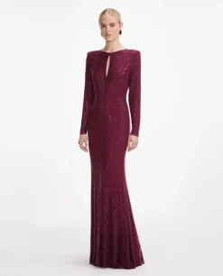 Burgundowa sukienka maxi