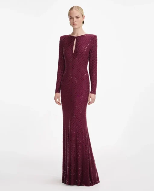 Burgundowa sukienka maxi