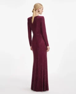 Burgundowa sukienka maxi