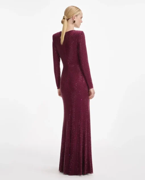 Burgundowa sukienka maxi