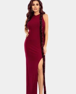 Burgundowa sukienka maxi Sasha