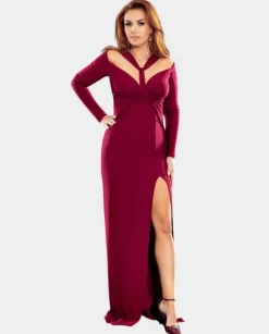 Burgundowa sukienka maxi Alison