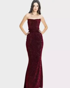 Burgundowa suknia z gorsetem Moon