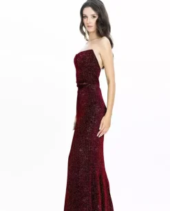 Burgundowa suknia z gorsetem Moon