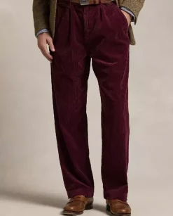 Burgundowe spodnie sztruksowe Classic Fit