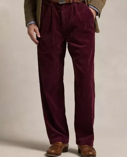 Burgundowe spodnie sztruksowe Classic Fit