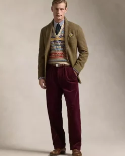 Burgundowe spodnie sztruksowe Classic Fit
