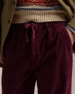 Burgundowe spodnie sztruksowe Classic Fit