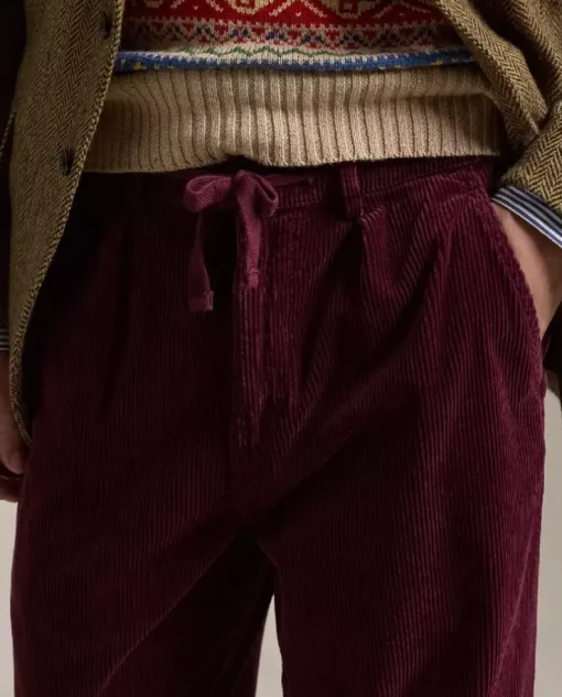 Burgundowe spodnie sztruksowe Classic Fit