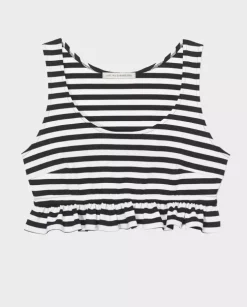 Crop top w paski z falbanką