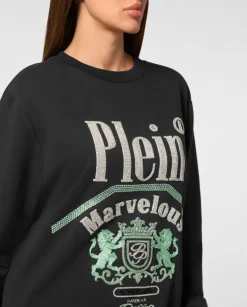 Czarna bluza z aplikacją z kryształów