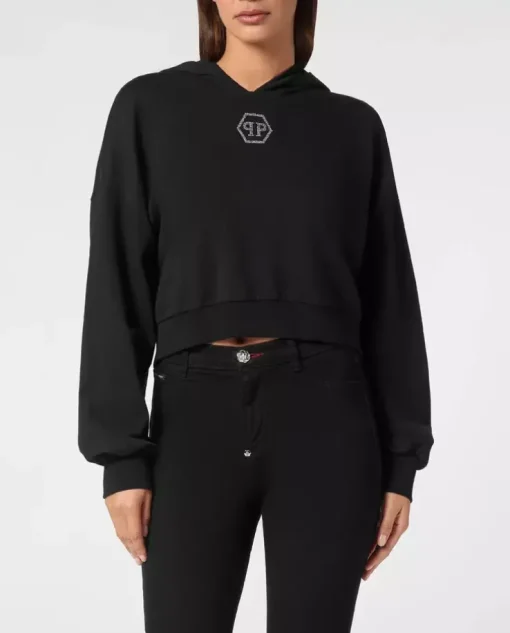 Czarna bluza z kapturem Crystal Hexagon