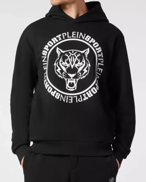 Czarna bluza z kapturem Carbon Tiger