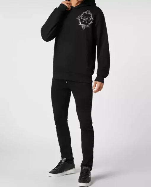 Czarna bluza z kapturem Chrome