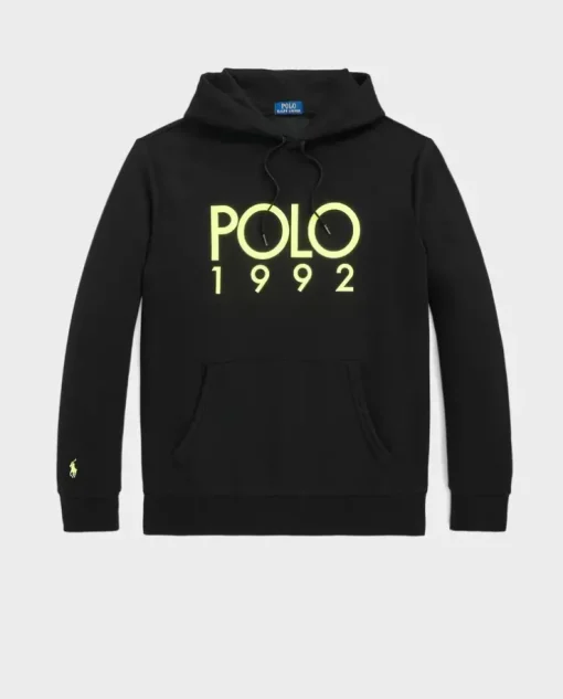 Czarna bluza z kapturem i zielonym logo