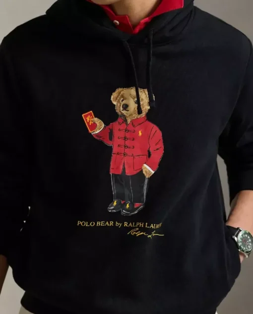 Czarna bluza z kapturem Polo Bear