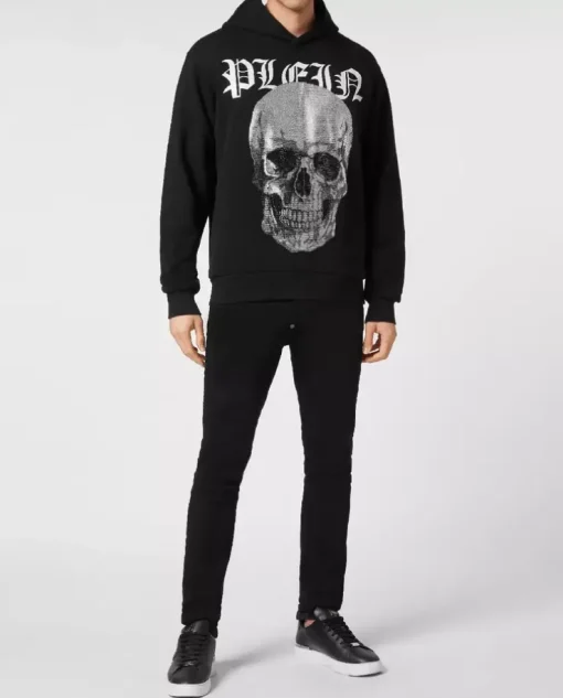 Czarna bluza z kapturem z grafiką Crystals Skull