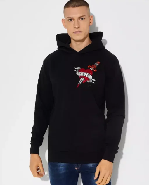 Czarna bluza z kapturem z grafiką Love