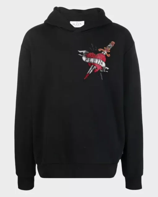 Czarna bluza z kapturem z grafiką Love