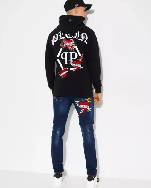 Czarna bluza z kapturem z grafiką Love