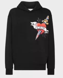 Czarna bluza z kapturem z grafiką Love